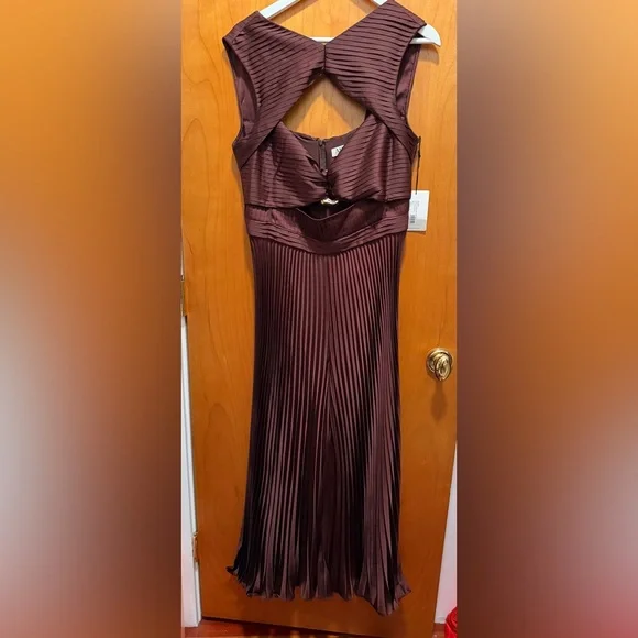 AMUR Strapless Chocolate Brown Pleated Dress AMUR Strapless Chocolate Brown Pleated Dress